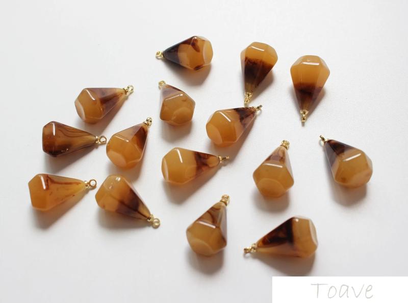 6pcs Copper Plated 18K Resin Drop Pendant DIY Ear Stud Accessories