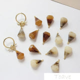 6pcs Copper Plated 18K Resin Drop Pendant DIY Ear Stud Accessories