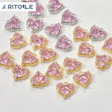 14k Pink Diamond Zircon Love Pendant DIY Beaded Bracelet Necklace Earrings