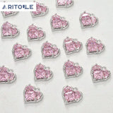 14k Pink Diamond Zircon Love Pendant DIY Beaded Bracelet Necklace Earrings