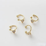 Copper-plated Gold Peach Heart Ear Clip Pendant Earrings