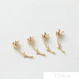 18K Plated Tulip Pendant DIY Double Hanging Necklace Ear Stud 2pcs