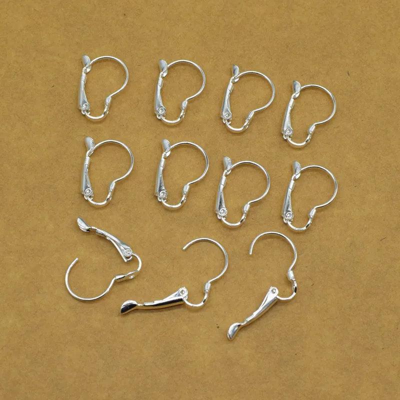 50pcs 925 Sterling Silver Earring Hooks 1.3*2CM