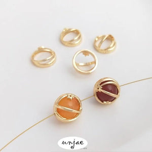 14K Gold Star Half Circle Ring with Crystal Bead, DIY Accessories