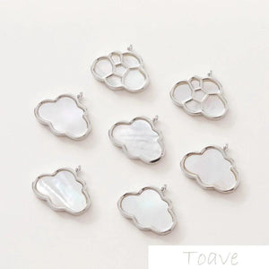 14K Gold-Plated Shell Cloud Pendant Ear Stud Necklace DIY Beaded Material 2pcs