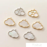 14K Gold-Plated Shell Cloud Pendant Ear Stud Necklace DIY Beaded Material 2pcs