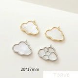 14K Gold-Plated Shell Cloud Pendant Ear Stud Necklace DIY Beaded Material 2pcs