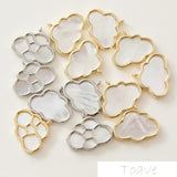 14K Gold-Plated Shell Cloud Pendant Ear Stud Necklace DIY Beaded Material 2pcs