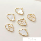 14K Gold-Plated Shell Cloud Pendant Ear Stud Necklace DIY Beaded Material 2pcs