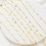 Curved Bar Chain w/ Star Charms Link Chain for DIY Bracelet Necklace