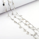 Curved Bar Chain w/ Star Charms Link Chain for DIY Bracelet Necklace
