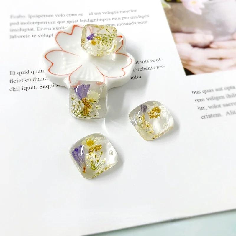 Eternal Flower Resin Square Earrings Accessory