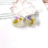 Eternal Flower Resin Square Earrings Accessory