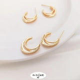 Micro Zircon C-Ring Earrings 14K S925 Silver Needle Feminine Earrings