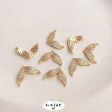 Herring Tail Pendant 14K Gold-Clad Whale Mermaid Tail DIY Jewelry