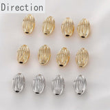 14K Oval Vertical Pattern Round Beads Straight Hole 10PCS