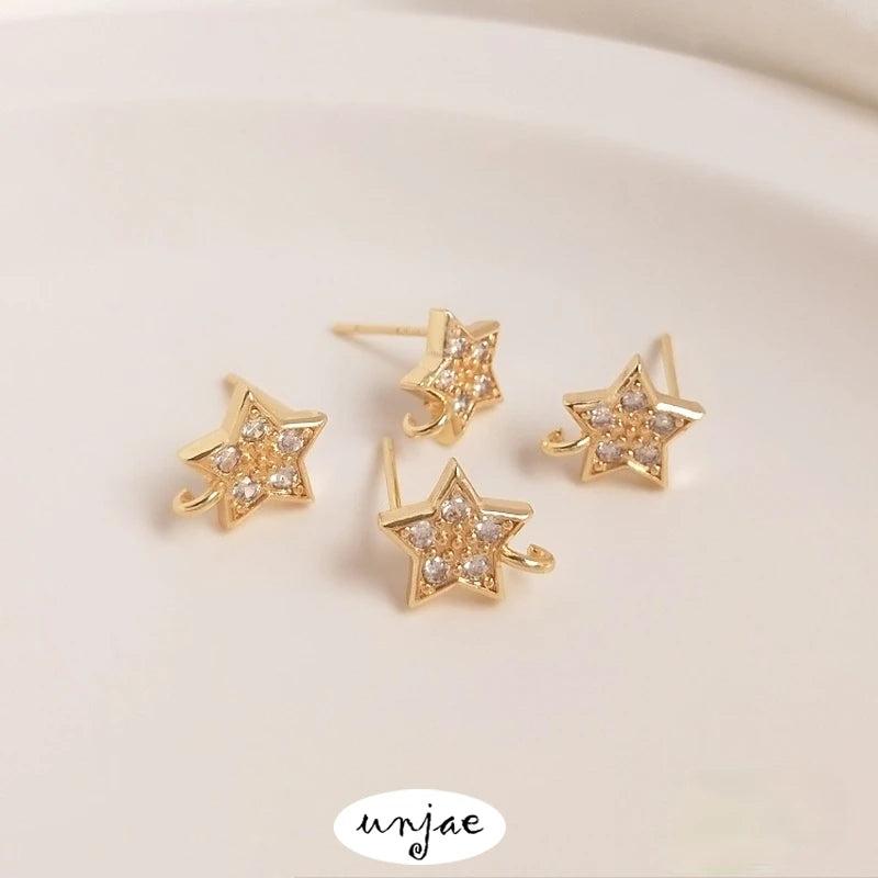 14K Zircon Five-Pointed Star Earrings DIY Jewelry