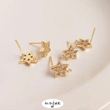 14K Zircon Five-Pointed Star Earrings DIY Jewelry