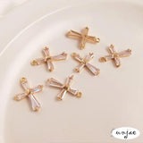 14K Copper Plated Zircon Cross DIY Chain Necklace Pendant