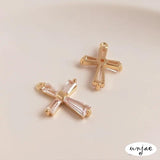 14K Copper Plated Zircon Cross DIY Chain Necklace Pendant