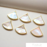 Fan-shaped Seawater Shellfish Copper Plated Pendant DIY Accessories