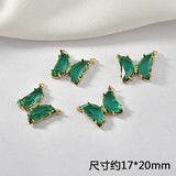 Copper Plated 14K Crystal Zircon Butterfly Pendant DIY Earring Necklace 2pcs