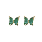 Copper Plated 14K Crystal Zircon Butterfly Pendant DIY Earring Necklace 2pcs