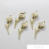 Flower Pearl Pendant Alloy DIY Ear Stud Material Accessories