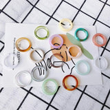 Retro Resin Colorful Geometric Round Plain Ring Set