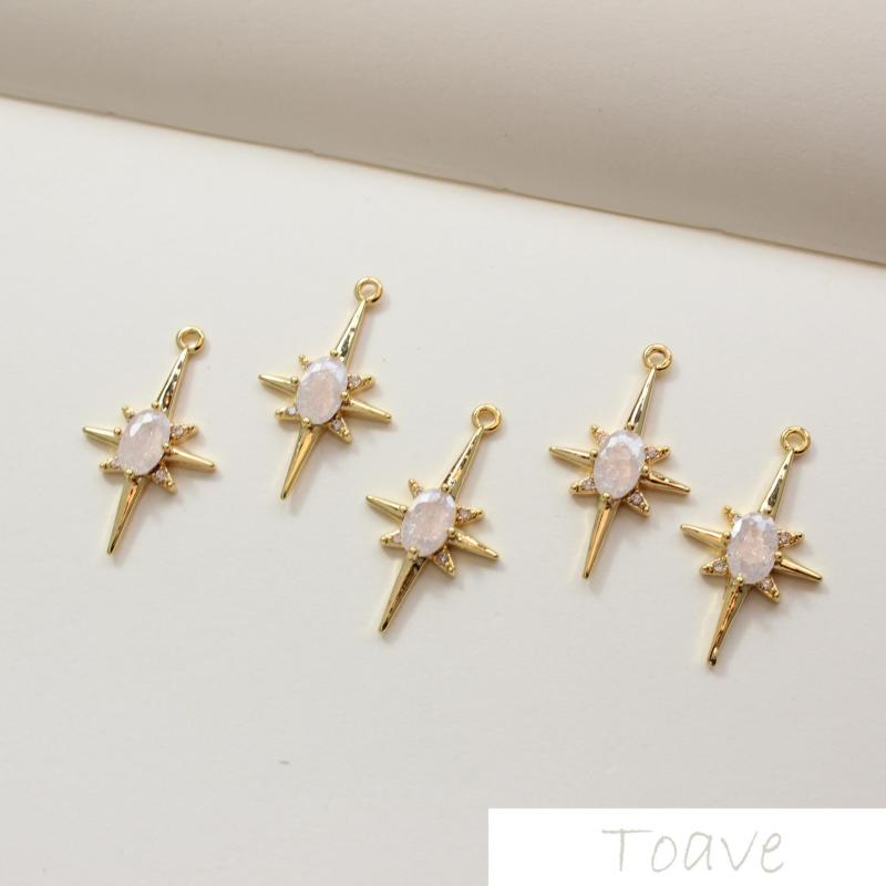 Star Inlaid Zircon Pendant Copper Plated 18K Real DIY Material