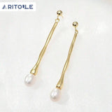 Copper-Plated 14K Color-Retaining Strip Drop Earrings