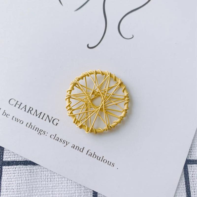 Iron Spray Paint Round Hollow Earrings