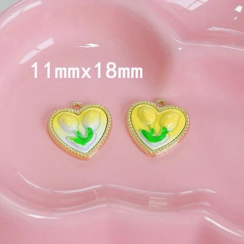 Sweetheart Tag Ins Wind Smudge Flower Tulip Love Pendant DIY Earrings