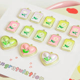 Sweetheart Tag Ins Wind Smudge Flower Tulip Love Pendant DIY Earrings