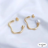 925 Silver Pin Earrings, 14K French Abstract Curve Earrings