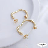 925 Silver Pin Earrings, 14K French Abstract Curve Earrings
