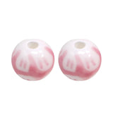 Smudged Painted Ceramic Round Beads for DIY Bracelets