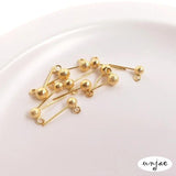 S925 Sterling Silver Bead Earrings with 18K Sand Flashing Needle