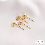 S925 Sterling Silver Bead Earrings with 18K Sand Flashing Needle