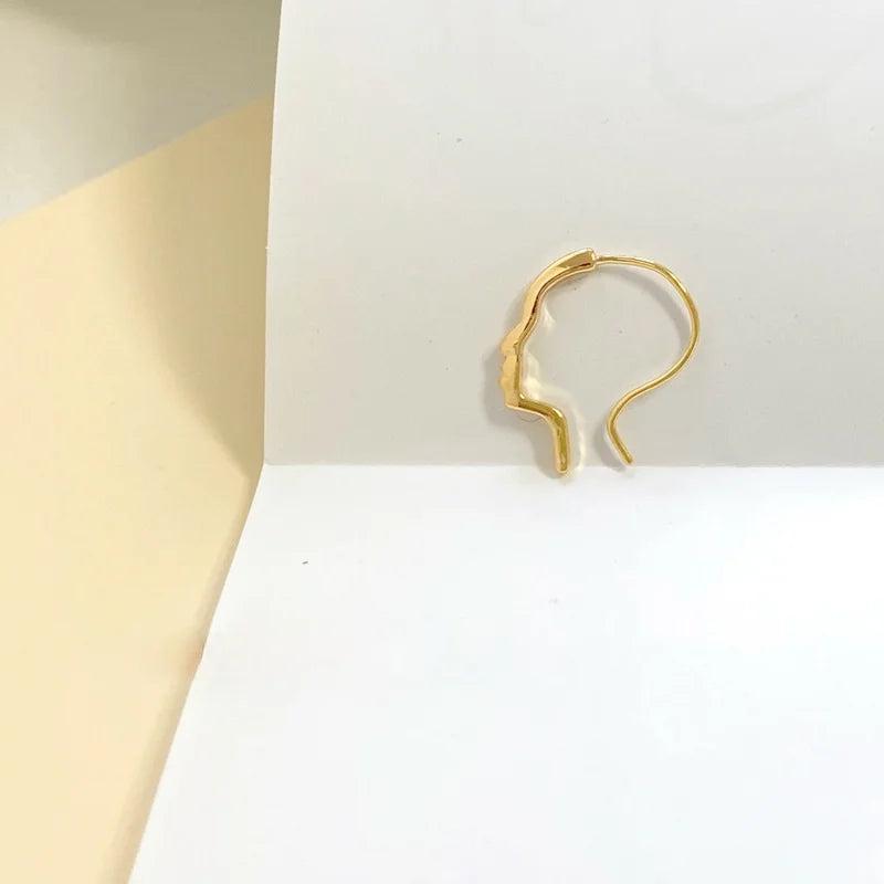 18K Gold-Clad Line Drawing Face Earrings