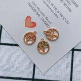 Copper Gold-Plated Zircon Tree Pendant Necklace Earring Set