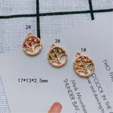 Copper Gold-Plated Zircon Tree Pendant Necklace Earring Set