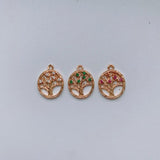 Copper Gold-Plated Zircon Tree Pendant Necklace Earring Set