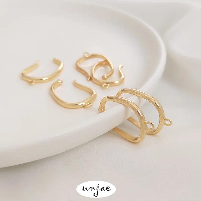 14K Bag Painless Ear Clip Sling Opening Ring Hand Earrings Accessories