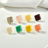 Square Resin Silver Needle DIY Earrings Hand-made Jewelry