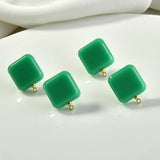 Square Resin Silver Needle DIY Earrings Hand-made Jewelry