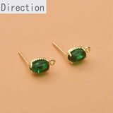 Small Oval Zircon Earrings Silver Needles DIY Jewelry Materials