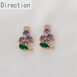 Copper Electroplating Flower Green Leaf Zircon Crystal Pendant