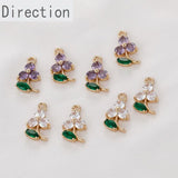 Copper Electroplating Flower Green Leaf Zircon Crystal Pendant