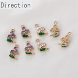 Copper Electroplating Flower Green Leaf Zircon Crystal Pendant